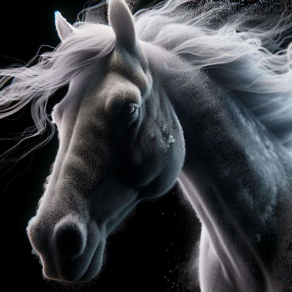 a horse, particle simulation, Octane render